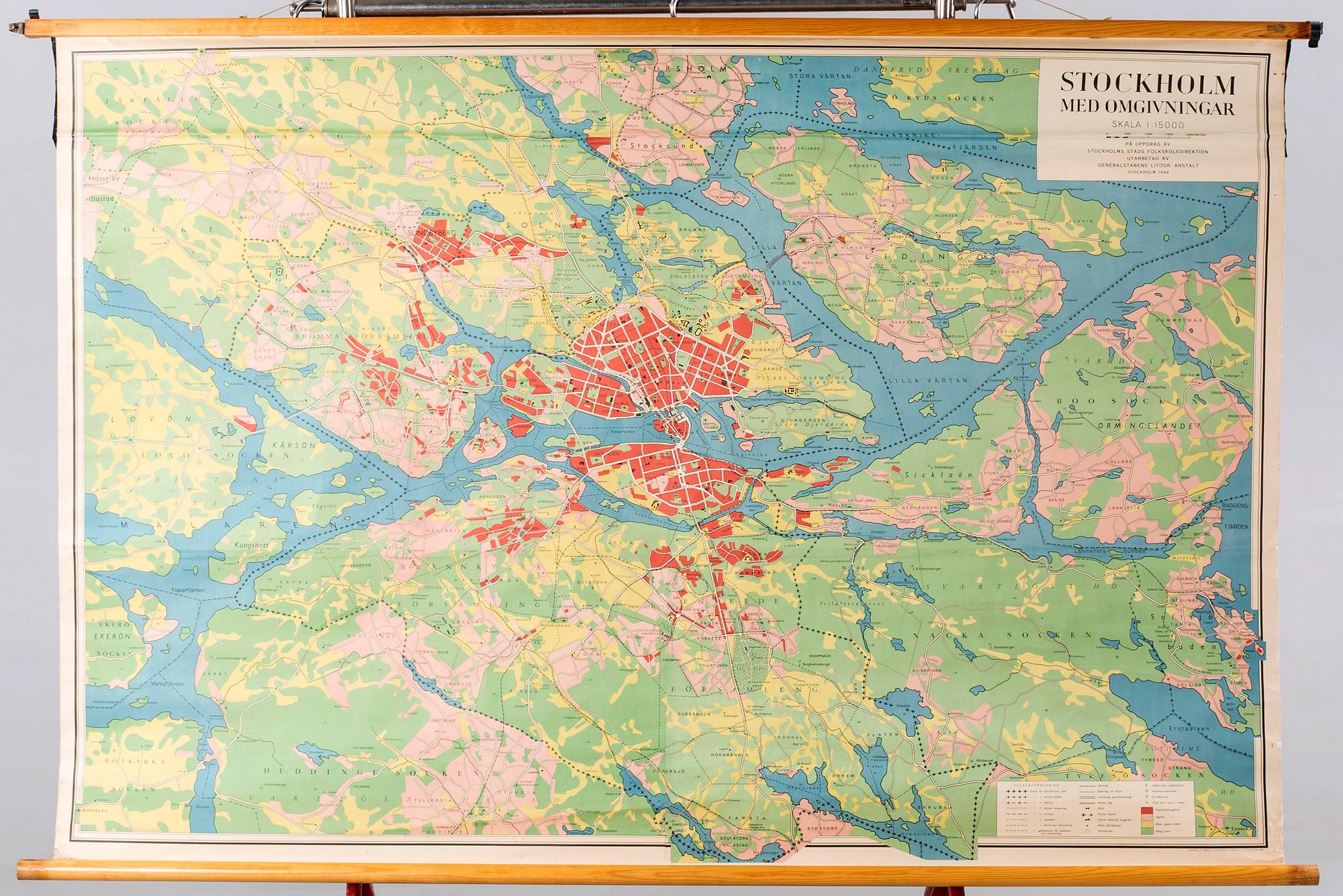 SKOLPLANSCH/KARTA, Stockholm, 1944.