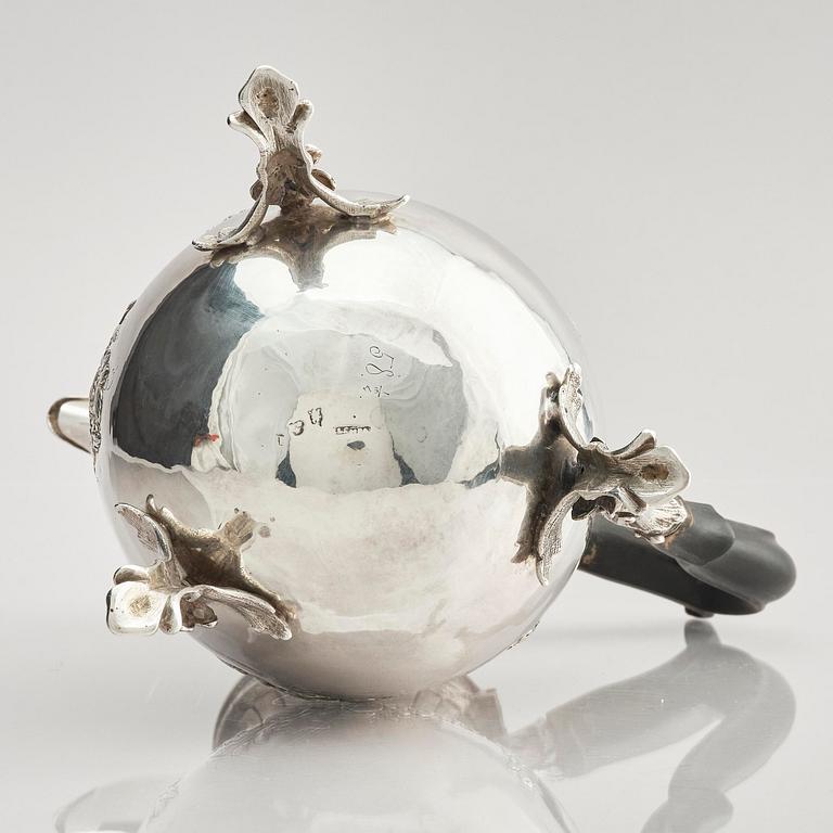 A Swedish 18th century silver coffee-pot, mark of Jacob Lampa, Stockholm 1777.