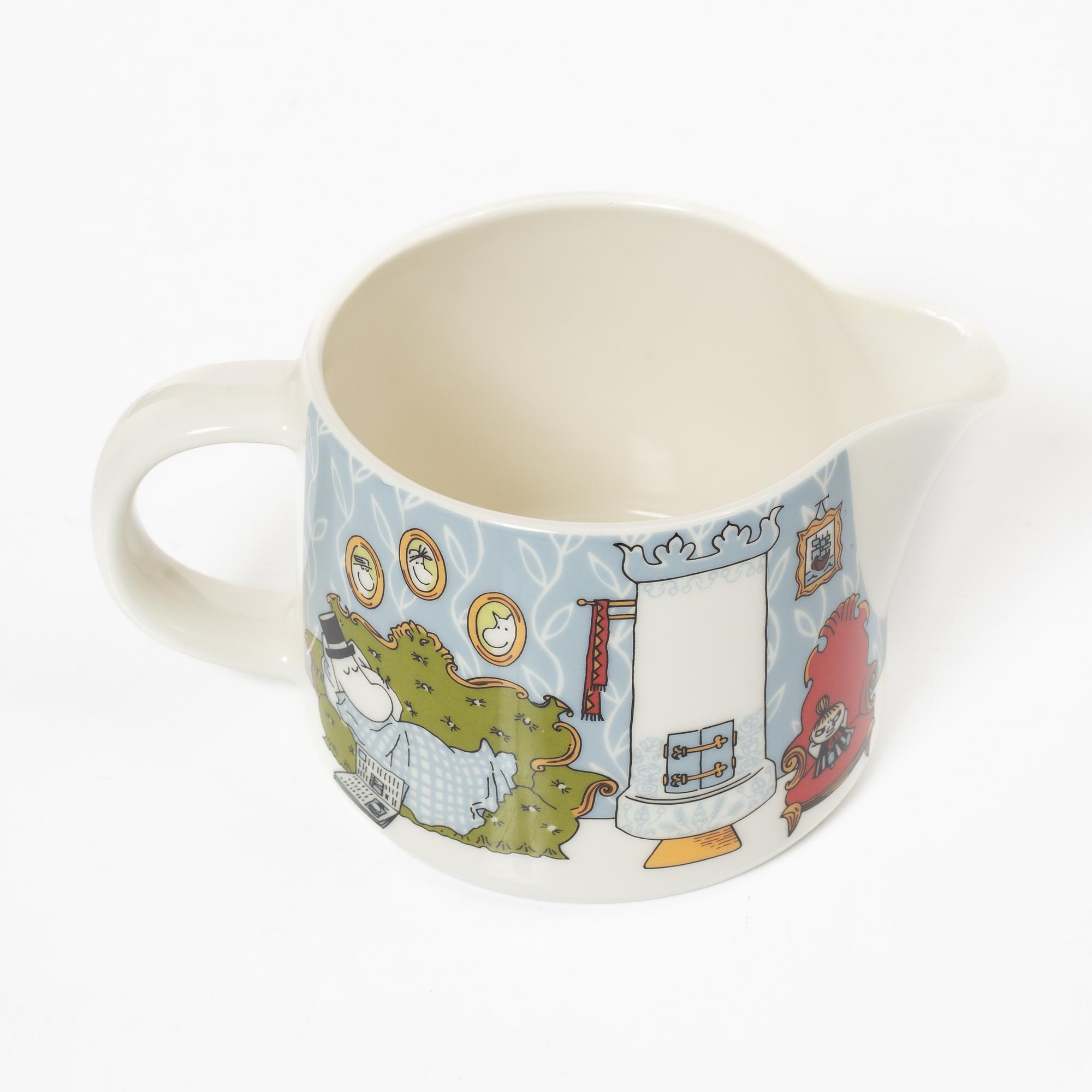 Arabia, Moomin mugs, plates and a jug, 7 pieces, porcelain, Finland.