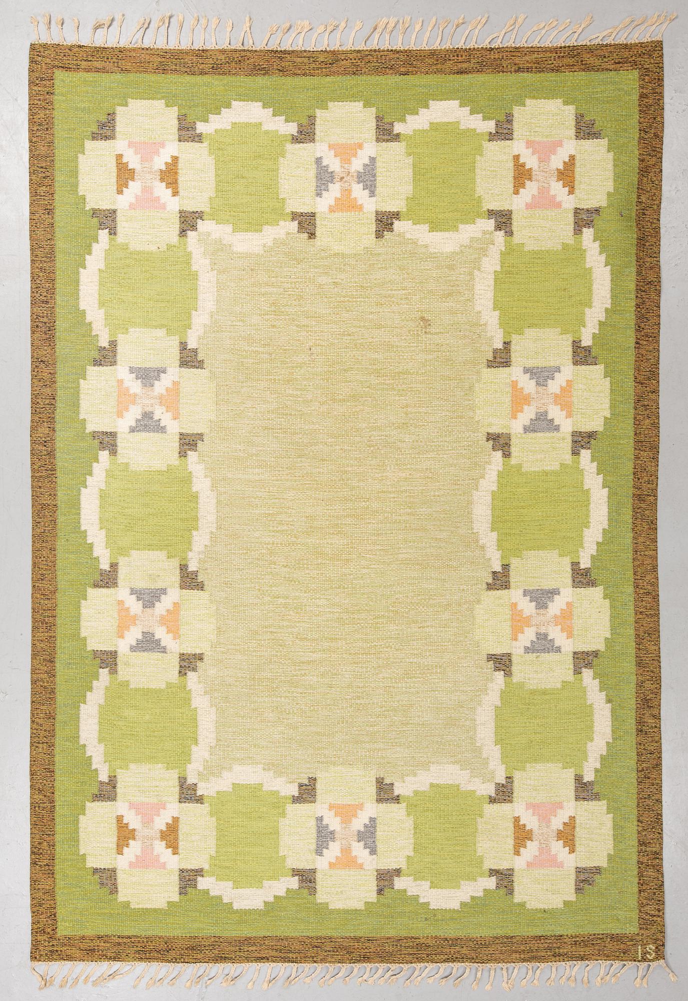 Ingegerd Silow, a carpet, flat weave, ca 285,5-286,5 x 196-198 cm, signed IS.