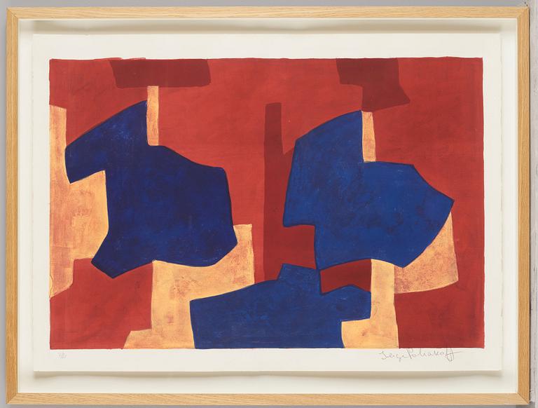 Serge Poliakoff, "Composition jaune, bleue et rouge".