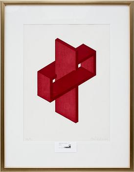 Oscar Reutersvärd · OSCAR REUTERSVÄRD, färglitografi, sign o numr 65/90.