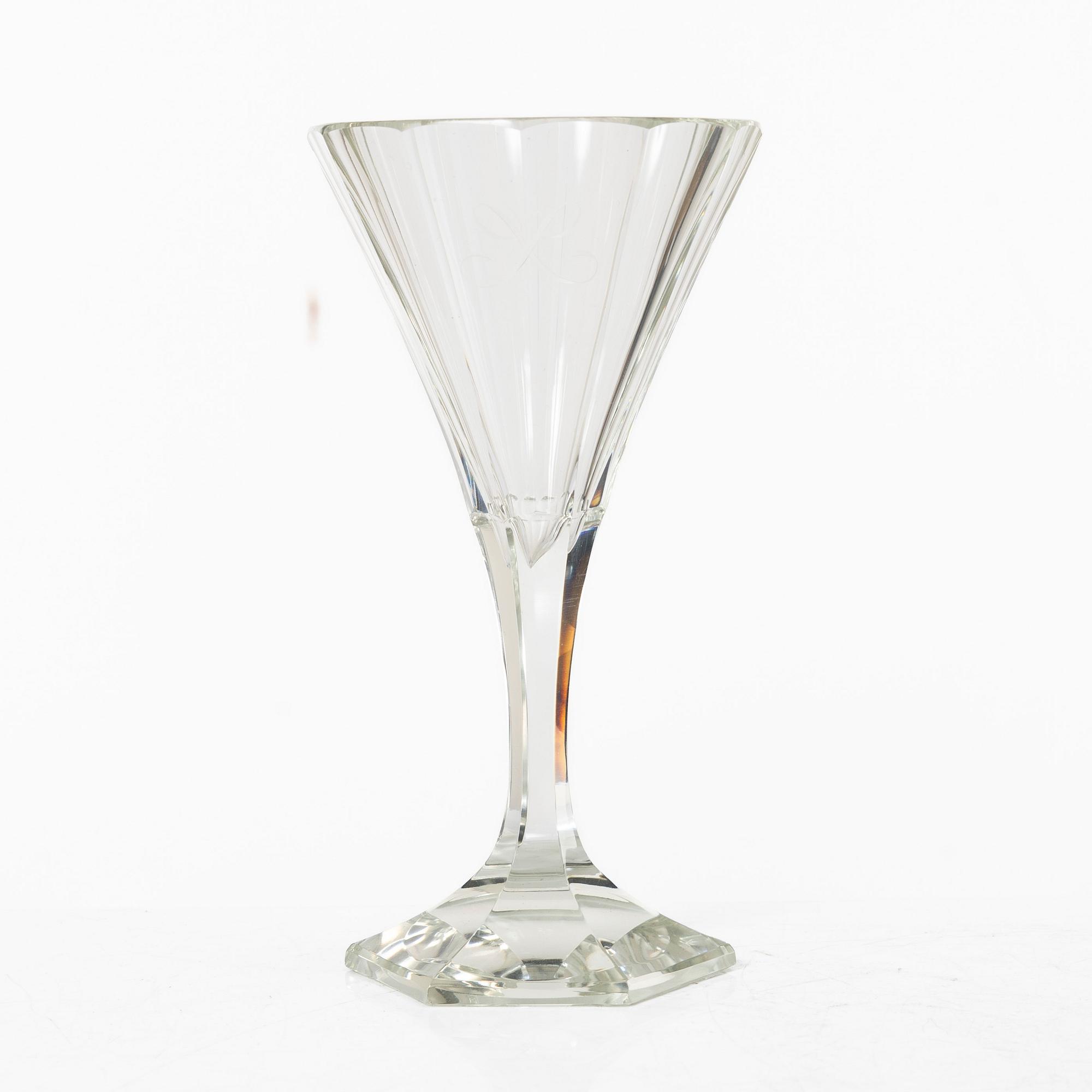 Leo Moser, glasservis, 18 delar, "Thomas", Moser, Tjeckien, modellen formgiven 1929.