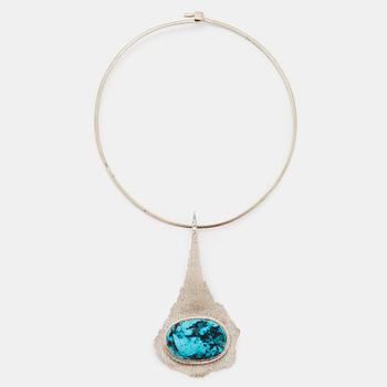 984. A Grima turquoise pendant with a choker.