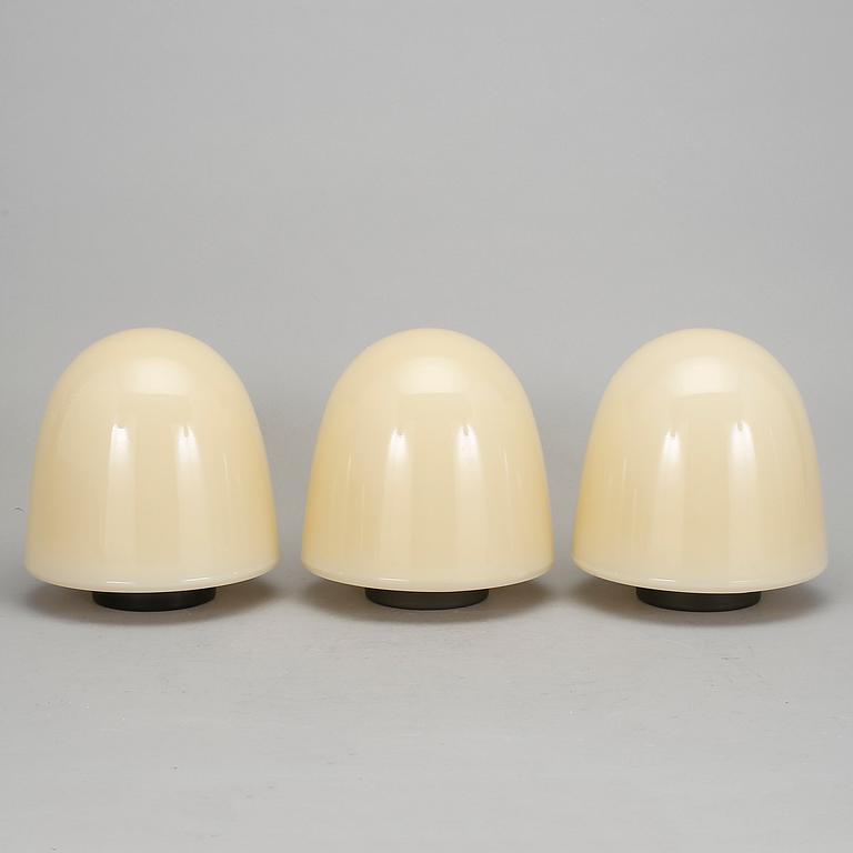 TAKLAMPOR, 3 stycken, glas, Böhlmark, 1930-tal.