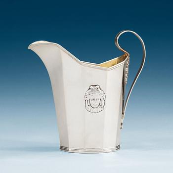 A Swedish 18th century parcel-gild milk-jug, makers mark of Pehr Zethelius, Stockholm 1798.