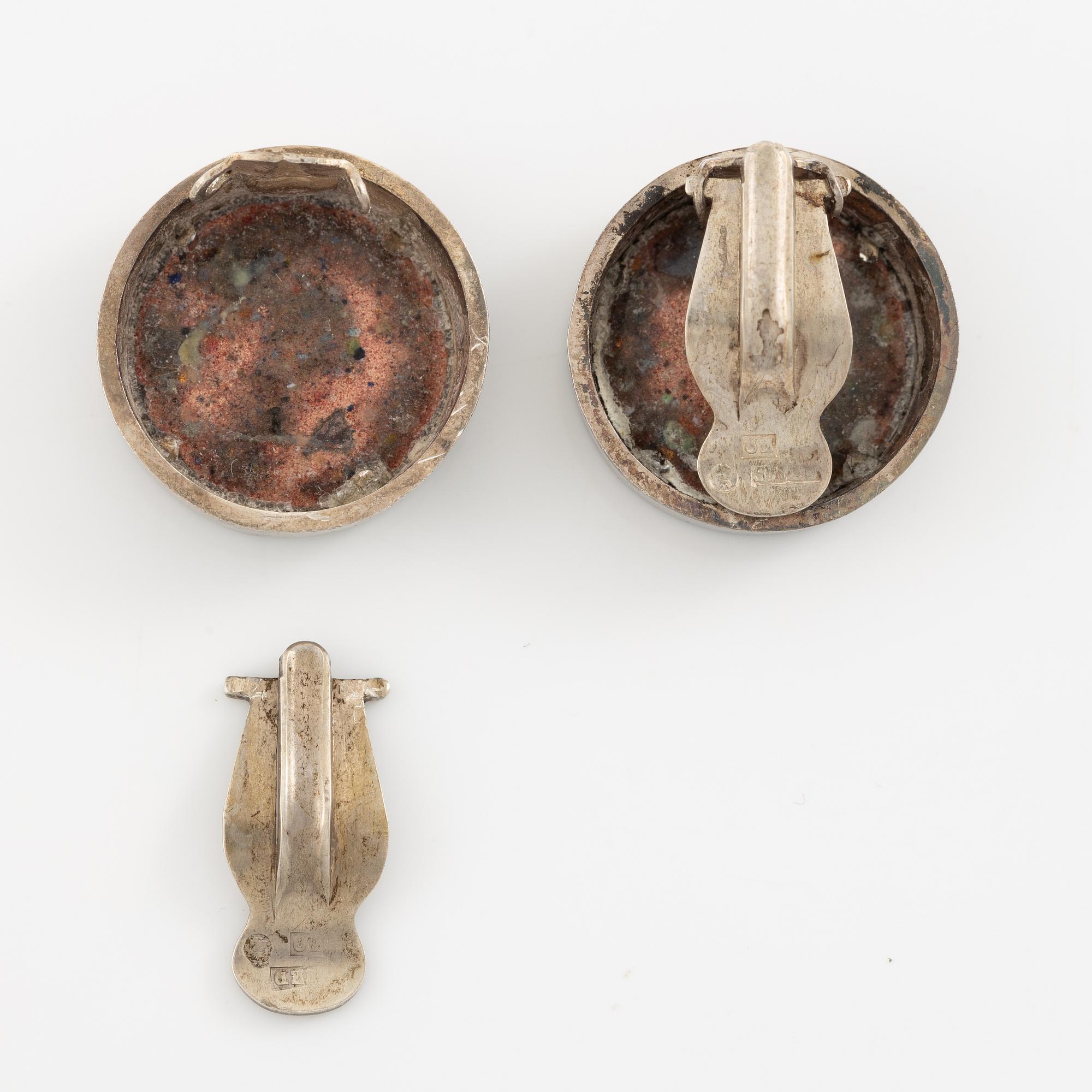 Lars Arby, four pairs of earrings, silver, Gothenburg including 1963 and 1969.