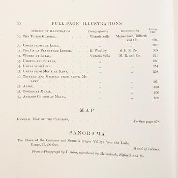 Freshfield, Douglas W.: The Exploration of the Caucasus. Förstaupplaga 1896. 2 band. Fotograf Vittorio Sella.