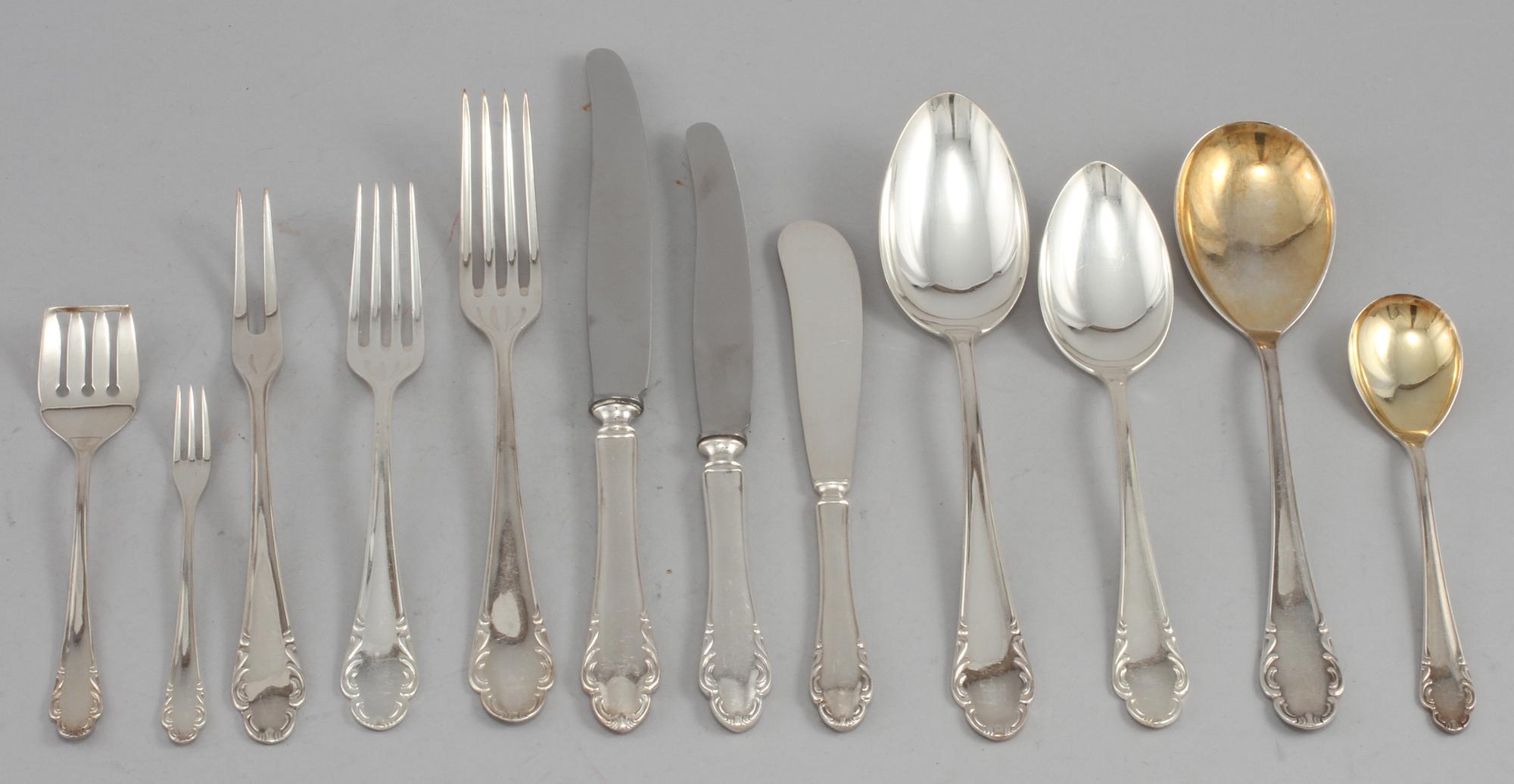 BESTICKUPPSÄTTNING, 85 delar, nysilver, "Haga", 1900-tal.