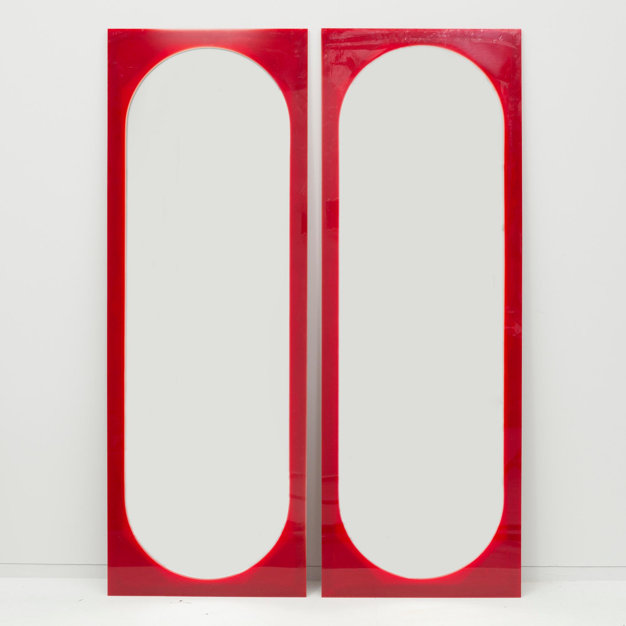 A pair of mirrors, possibly designed by Gino Colombini for Kartell, 1970/80s.