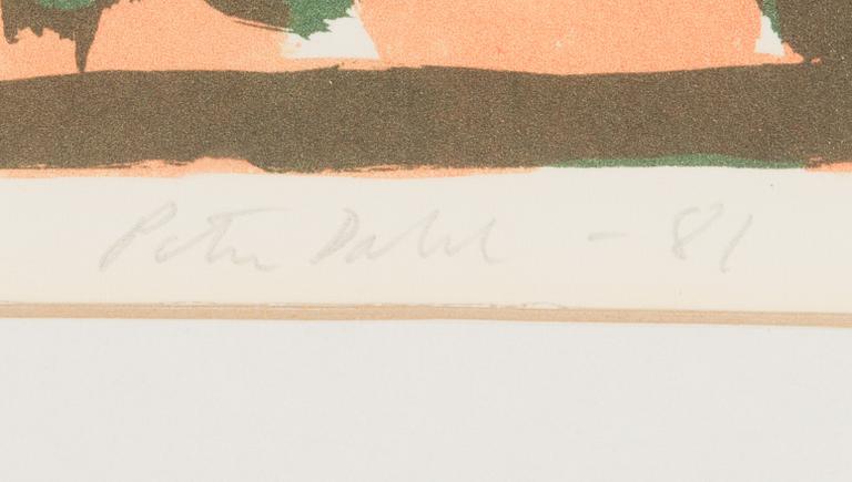 Peter Dahl, litografia, signeerattu ja päivätty -81, numeroitu 54/90.