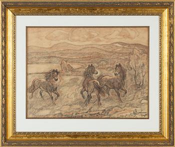 Acke Åslund, chalk drawing, signed and dated 1940.