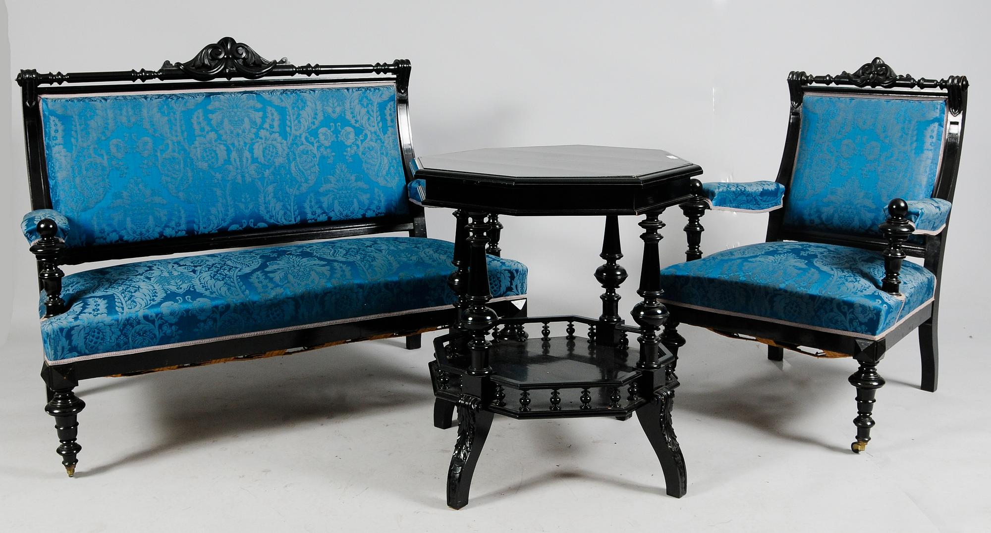 SALONGSMÖBEL, 3 del, nyrenässans, sent 1800-tal.