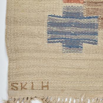 Swedish design, a carpet, knotted pile in relief, ca 178,5-179,5 x 137-140,5 cm, signed and dated at the back: SKLH 1944.