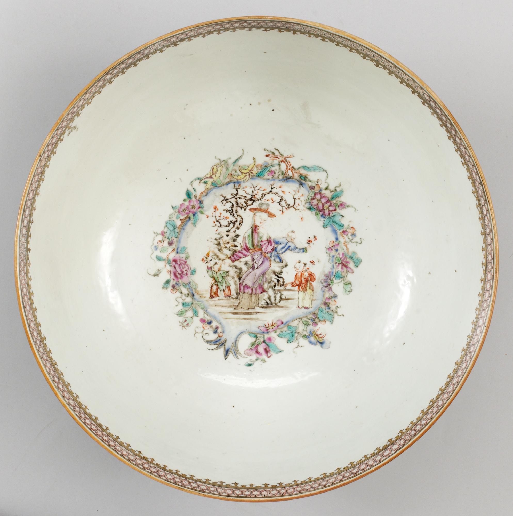A large famille rose punch bowl, Qing dynasty, Qianlong (1736-95).