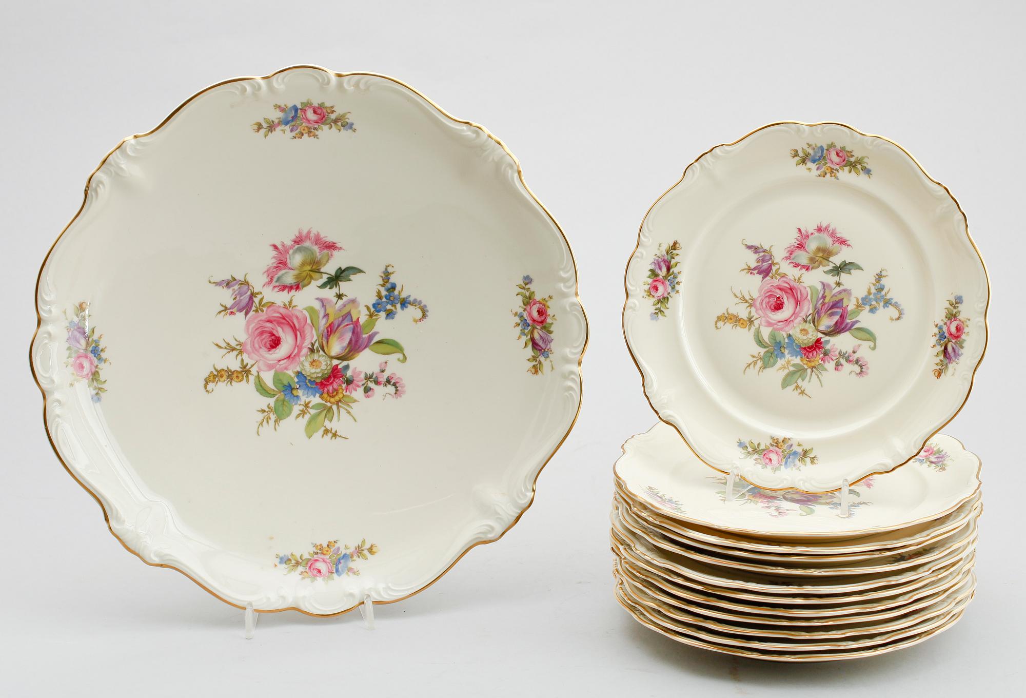 FRUKTSERVIS, 13 delar, porslin, Rosenthal, Pompadour.