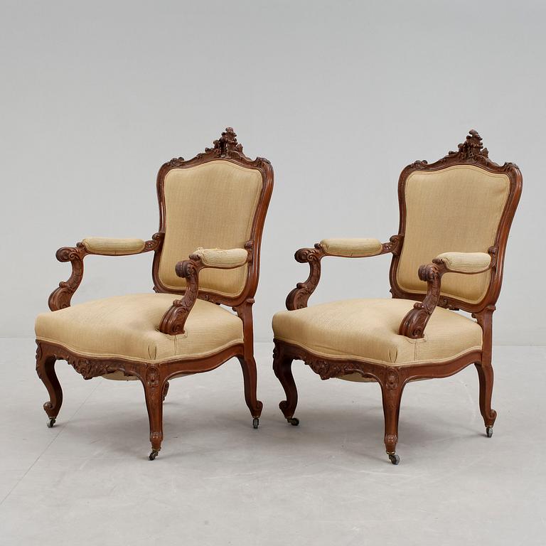 SALONGSMÖBEL, 9 delar. Nyrokoko, 1800-talets andra hälft.