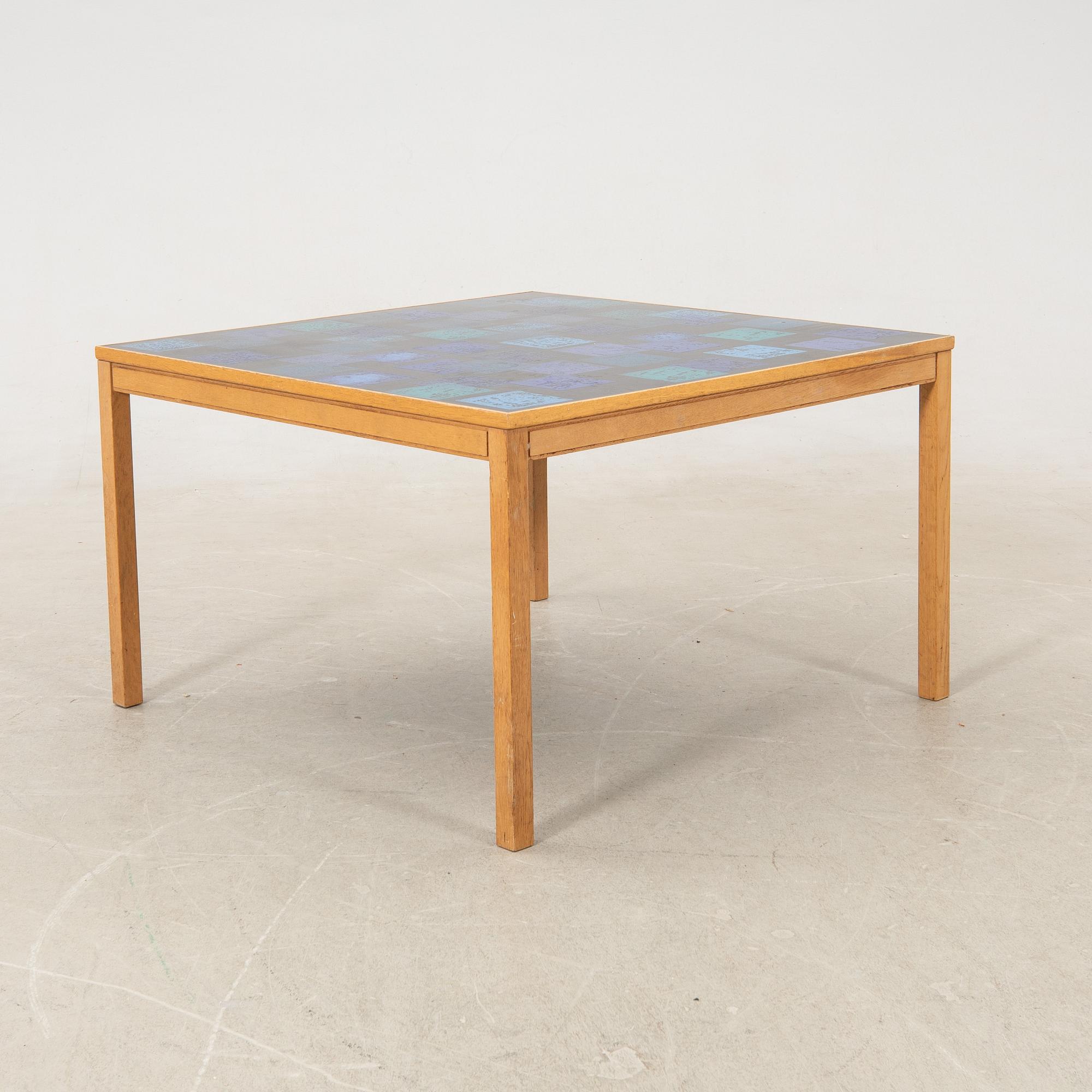 Algot Törneman & David Rosén, coffee table, "blue square", Triva, Nordiska Kompaniet, 1950s.