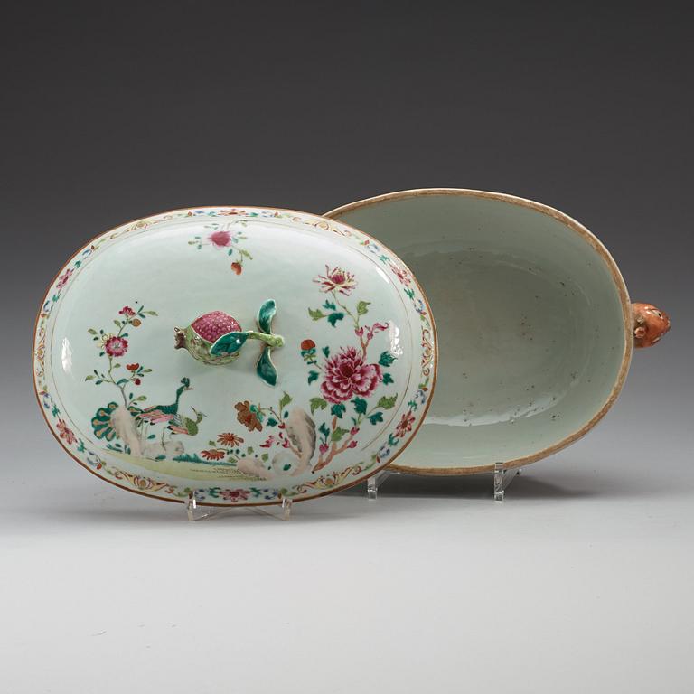 TERRIN med LOCK och FAT, kompaniporslin. Qing dynastin, Qianlong (1736-95).