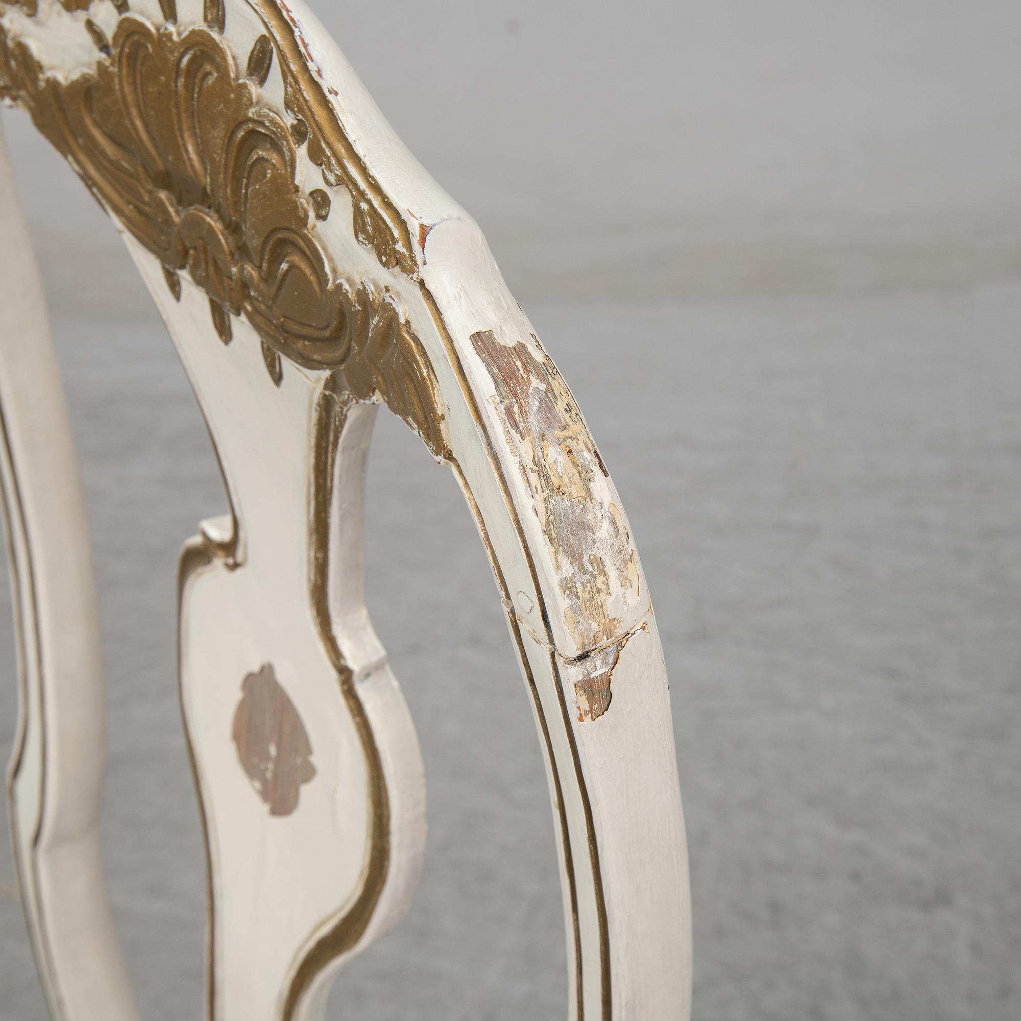 Two Swedish Rococo chairs, second half of the 18th century.