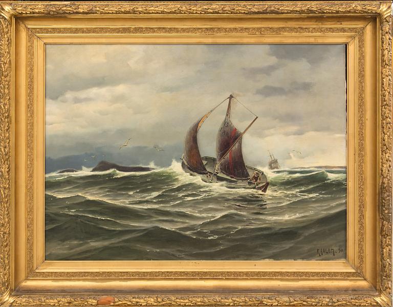 HAAKON JENSEN KAULUM, signed painting -90.