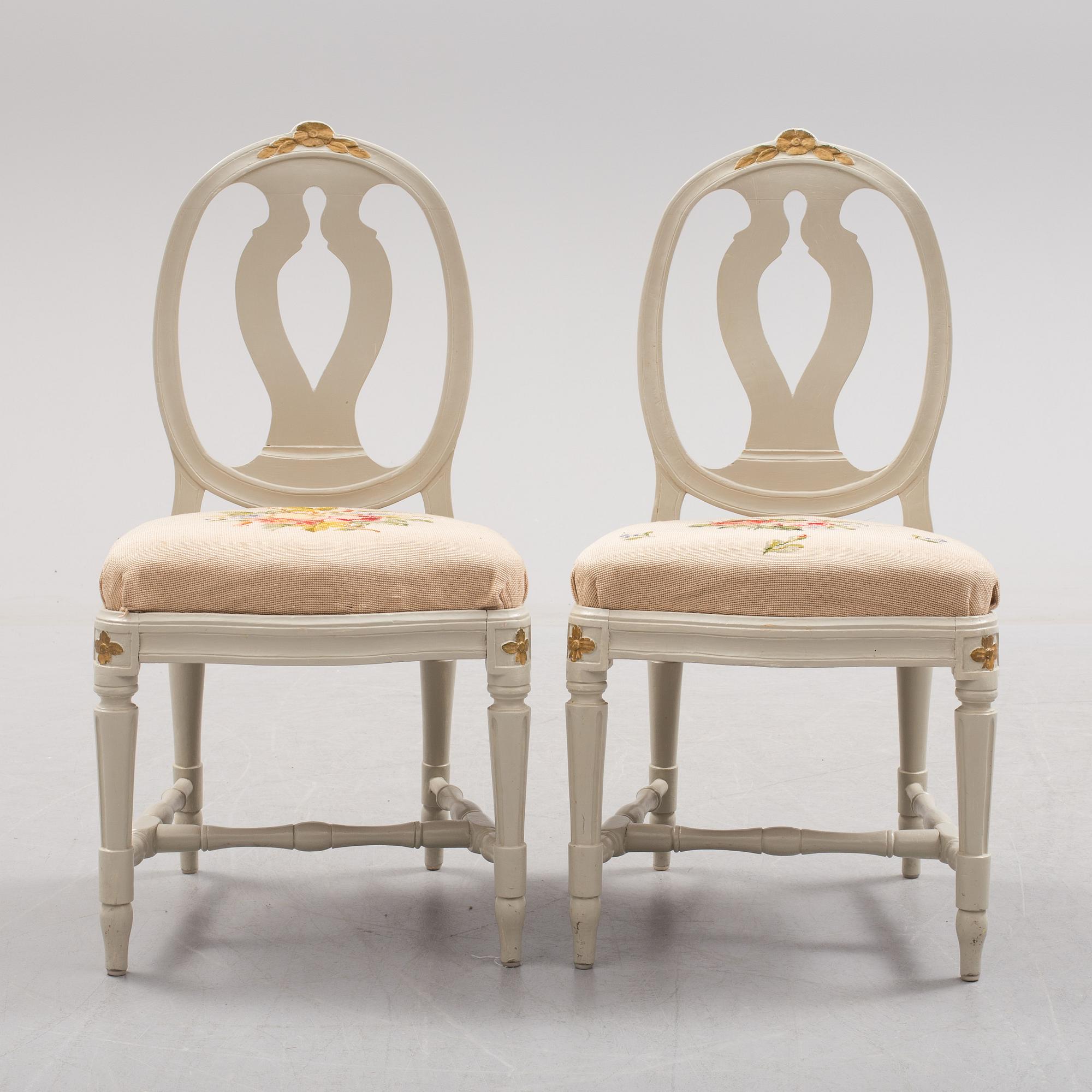 STOLAR, ett par, gustavianska, signerade EHOLM, Erik Holm (mästare i Stockholm 1779-1814).