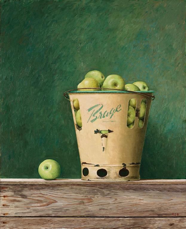 Philip von Schantz, Still life with apples in Brage bucket.