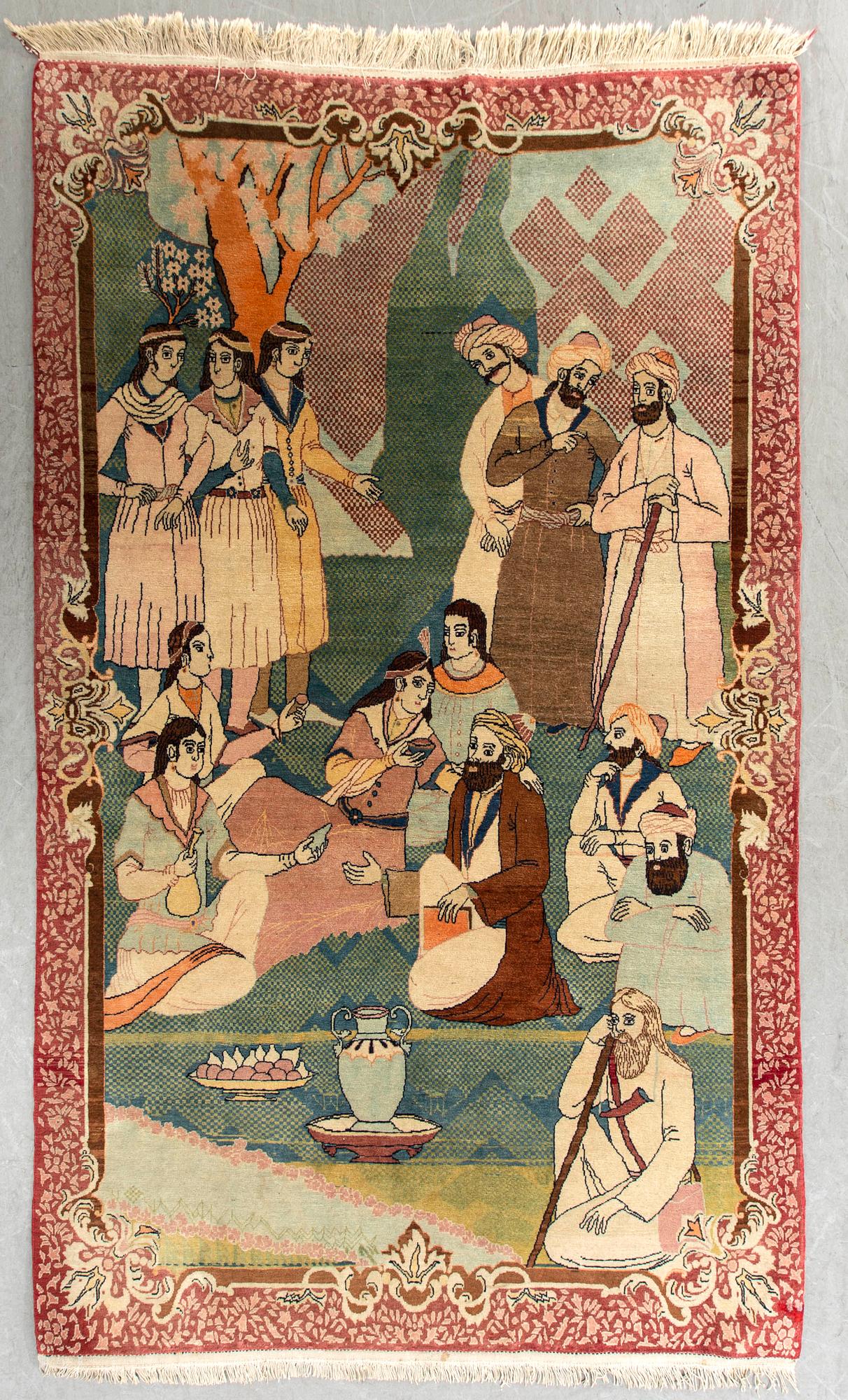 A semiantique Tabriz carpet ca 210 x 133 cm.