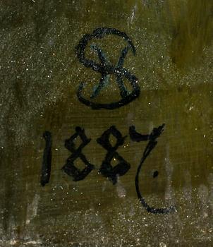 OKÄND KONSTNÄR, olja på pannå, monogramsignerad SH och daterad 1887.