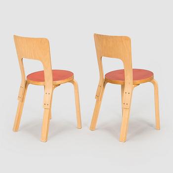 Alvar Aalto, tuoleja, 2 kpl, malli 66, O.Y. Huonekalu- ja Rakennustyötehdas A.B, 1957.