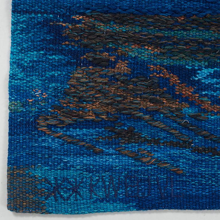 TAPESTRY. "Vår vid havet". Flat weave. 188 x 288 cm. Signed HAV KW EU VL molin (Brita Molin).