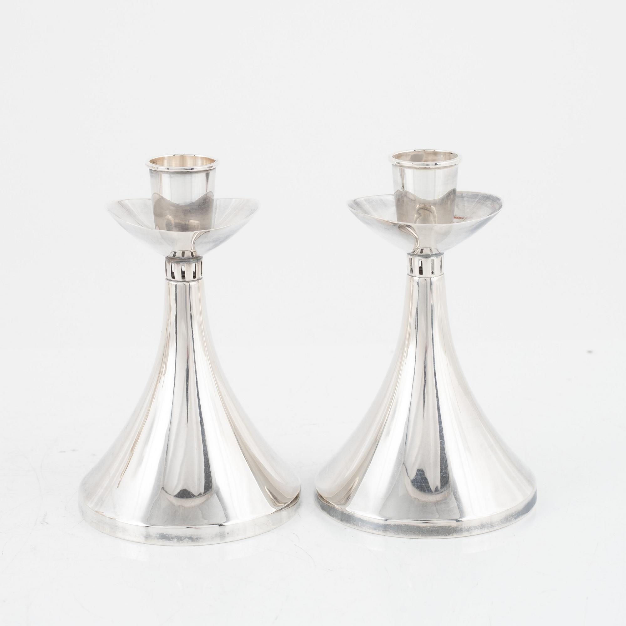 Pair of silver candlesticks, Tesi, Gothenburg 1964.