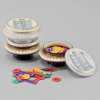 SPELUTENSILIER, 3 st, majolika, Rörstrand, 1800-talets slut.