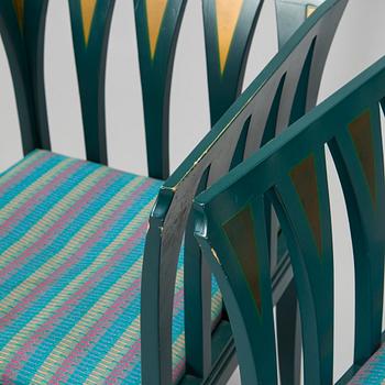 Eliel Saarinen, furniture, 5 pieces, "Blue suite" for Adelta, Finland 1980s.