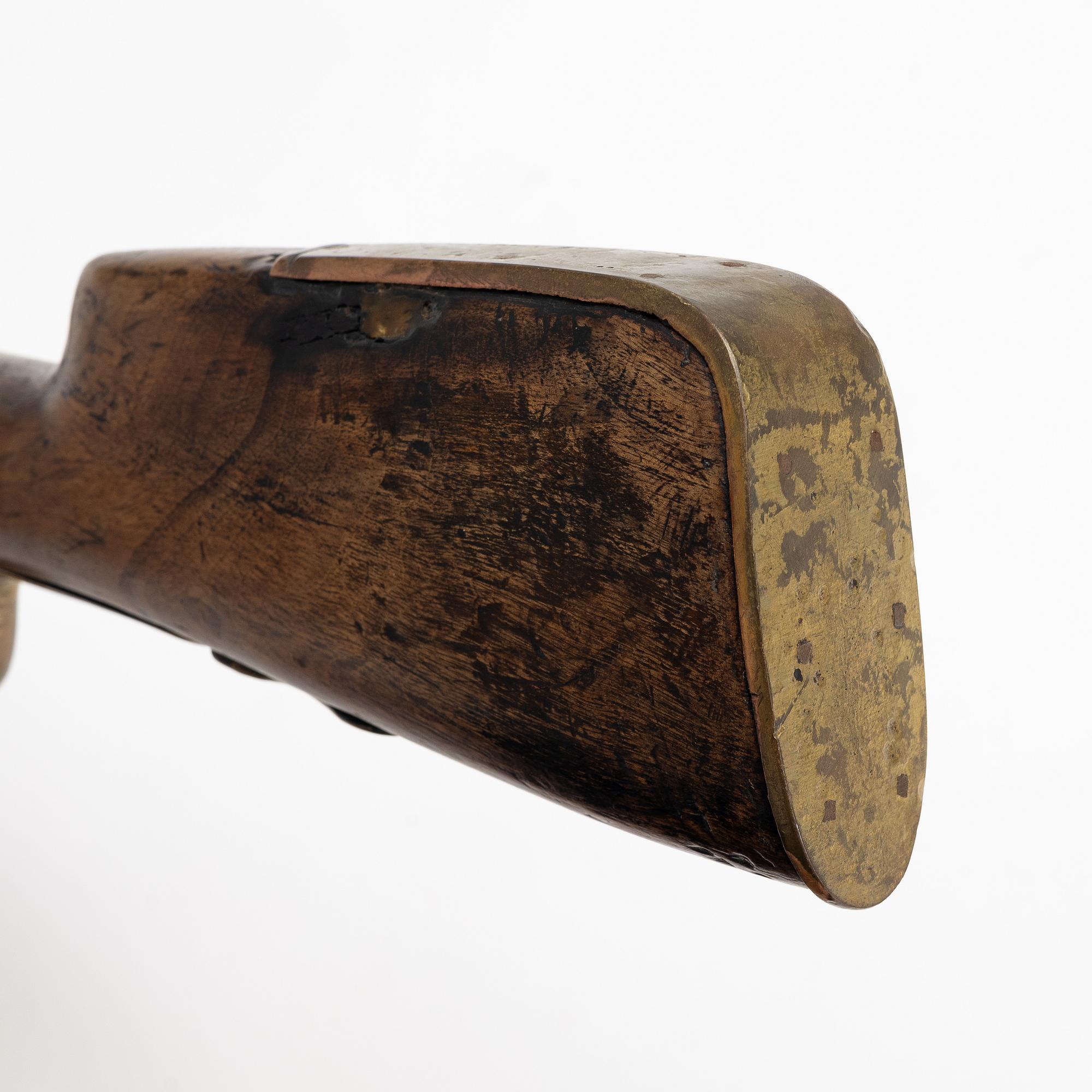 Blunderbuss med flintlås, märkt Humphrey Pickfatt, 1800-tal.