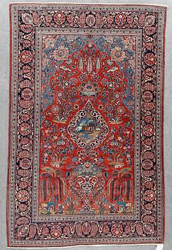 MATTA, old figural Keshan, ca 206x136 cm.