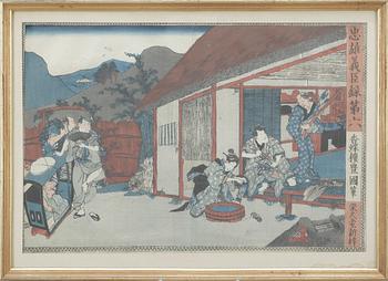 JAPANSKA TRÄSNITT, 3 st, Utagawa Kunisada samt Kuniyoshi.