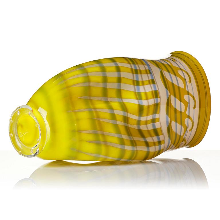 Gunnar Cyrén, a graal glass vase, Orrefors, Sweden 1989.