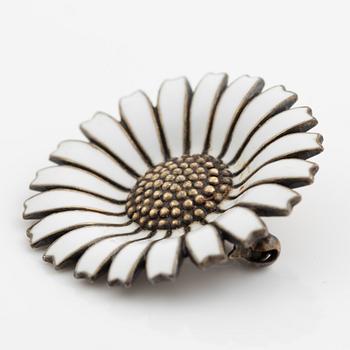 Brosch, förgyllt silver och emalj, "daisy", A. Michelsen, Danmark.