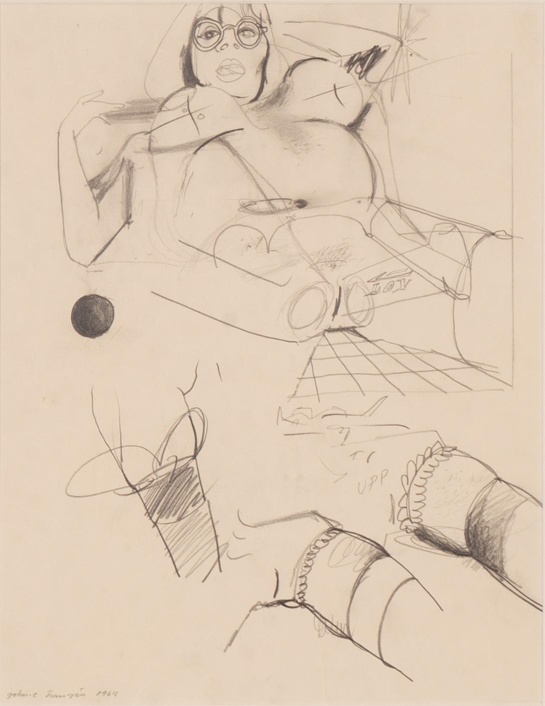 John-E Franzén, Probably study for ”Flicka med vit rand” ( "Girl with White Stripe"),  1964.
