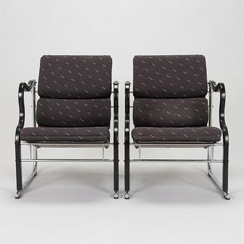 Yrjö Kukkapuro, A pair of 1980s 'Experiment' open armchairs for Avarte, Finland.