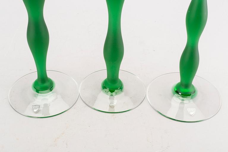 ANNE NILSSON ljusstakar 3 st "Celeste"  Orrefors sent 1900-tal glas.