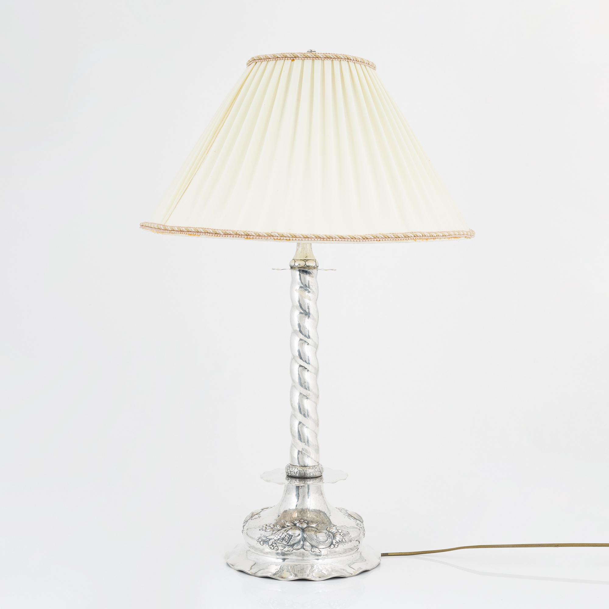 CG Hallberg, bordslampa, silver, Stockholm 1922.