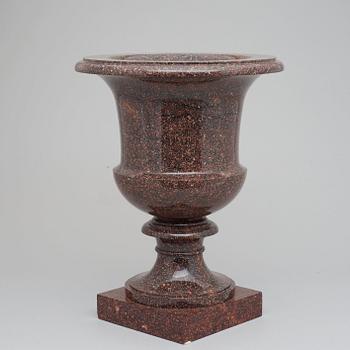 A Swedish Empire 19th century porphyry urn.
