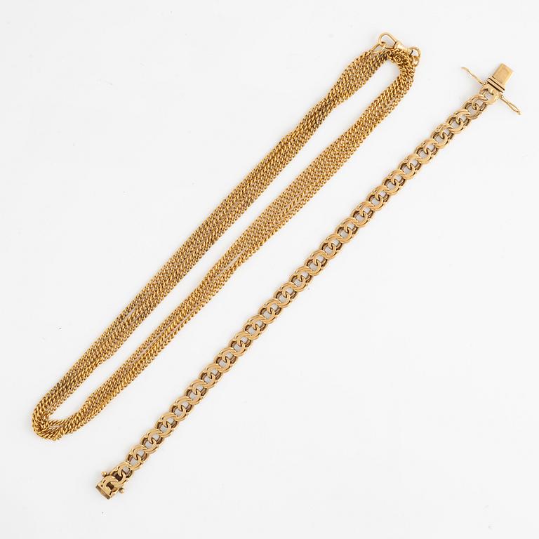 Bracelet and neck chain/watch chain, 18K gold.