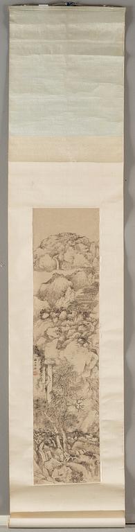 RULLMÅLNING, Bergslandskap, kopia efter Wu Li (1632-1718), sen Qingdynastin (1644-1912).