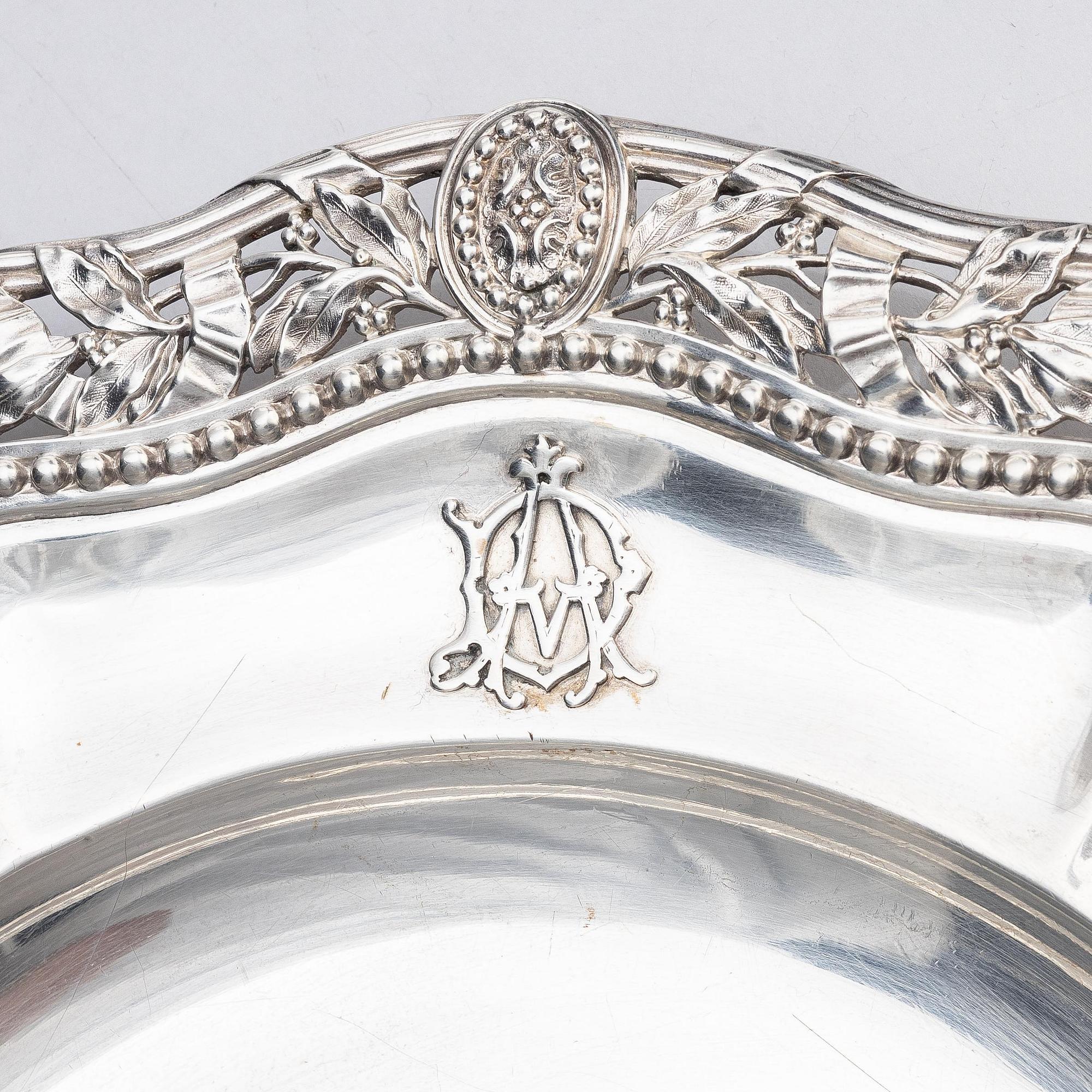 Three French silver plates, marks of Maison Odiot, Paris, France, second half of the 19th century.