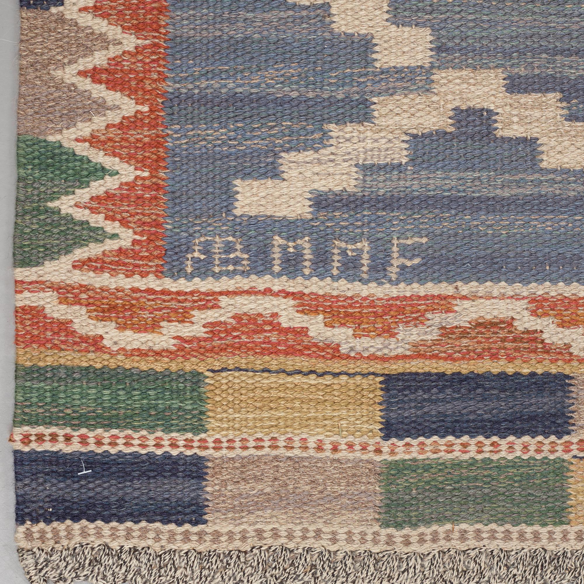 Märta Måås-Fjetterström, MATTA, "Blå taggen", rölakan, ca 249,5 x 177,5 cm, signerad AB MMF.