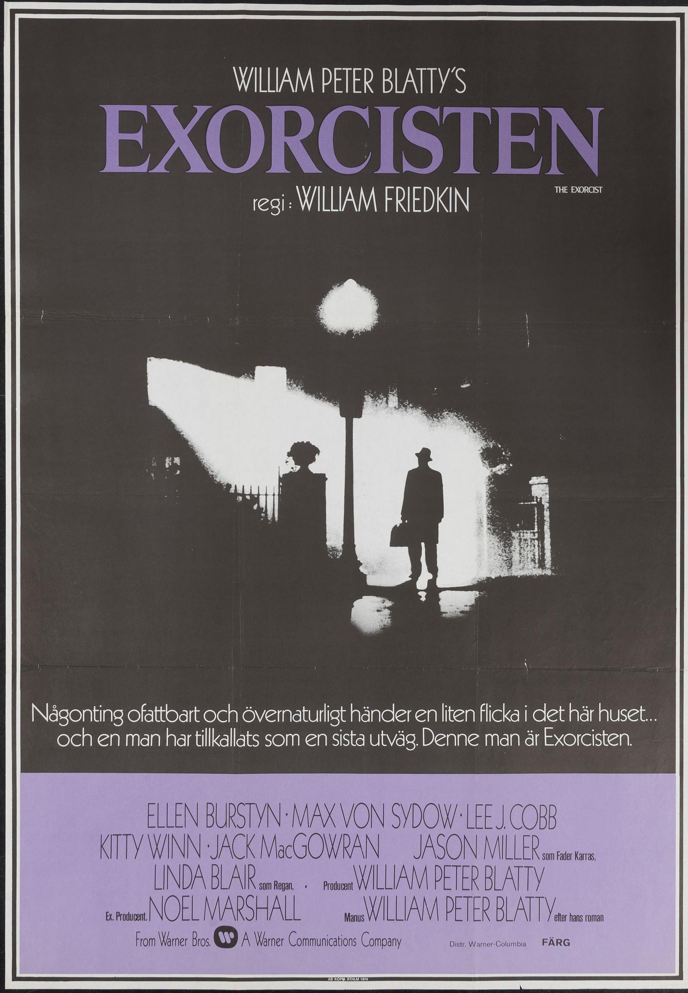 A vintage movie poster, 'Exorcisten (The Exorcist)', 1974.