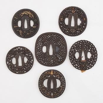 Tsuba, 6 st, Kina och Japan.